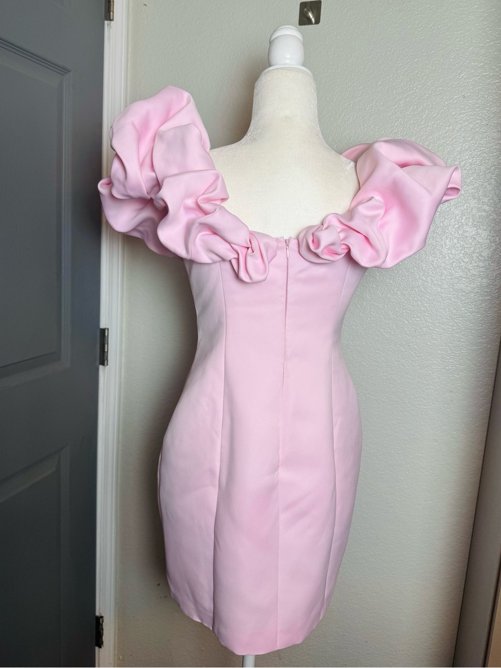 Pink Ruffled Off Shoulder Mini Dress - Picture 6 of 11
